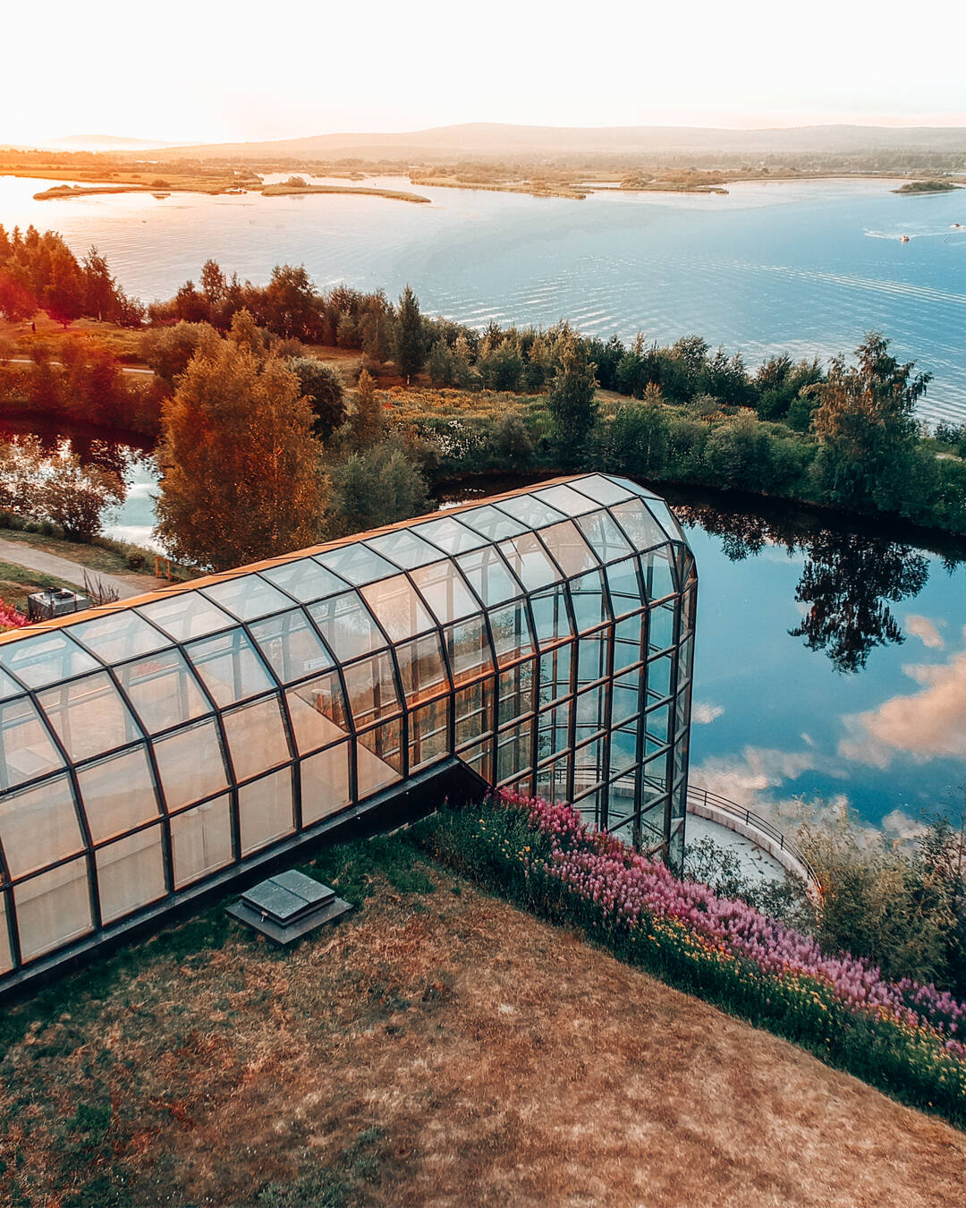 Arktikum Science Center in Rovaniemi from the air.