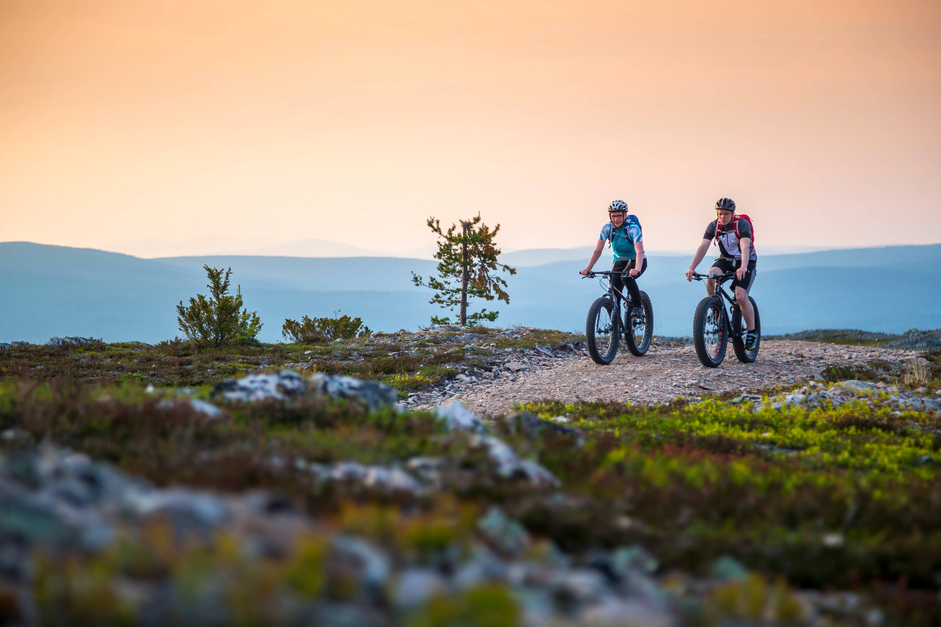 People walking in summer Lapland Ylläs.