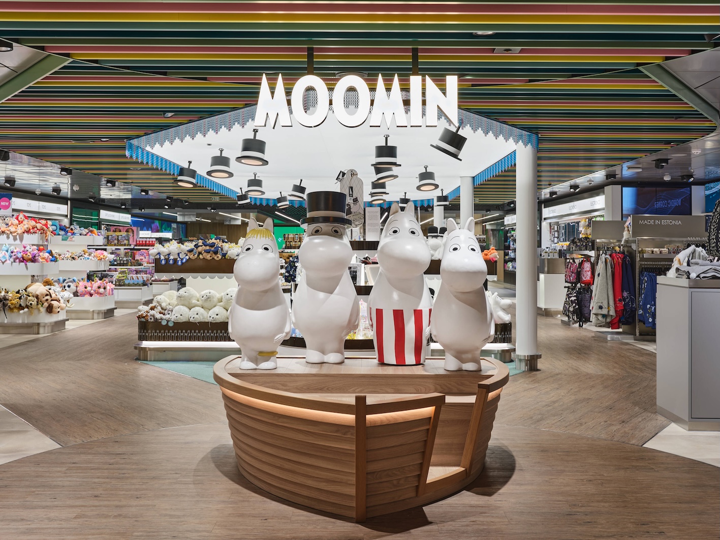 Moomin characters in a Moomin shop on Tallink-Silja.