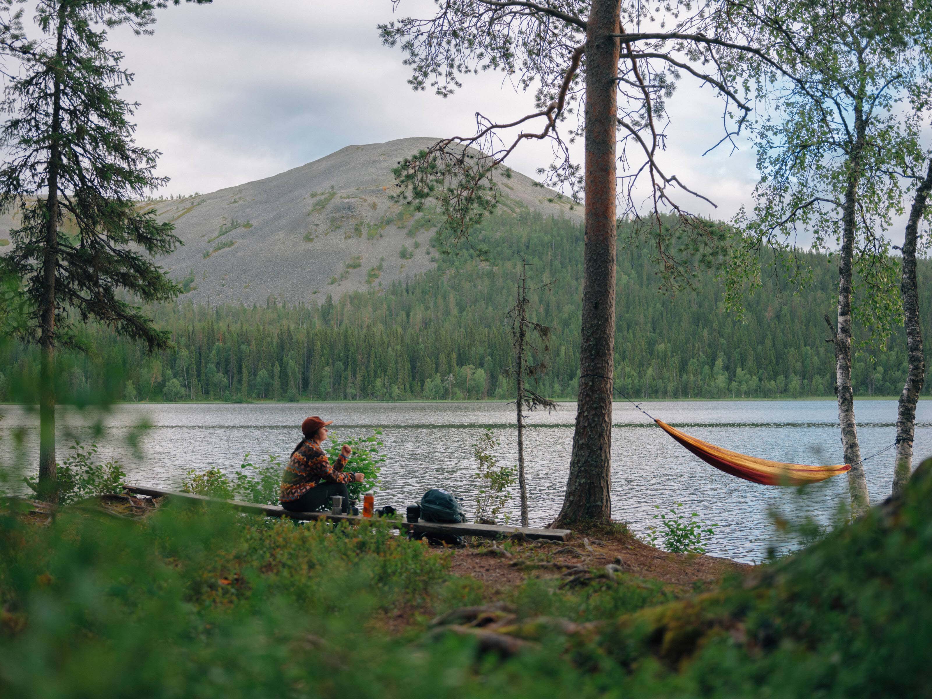 Camping by the water.