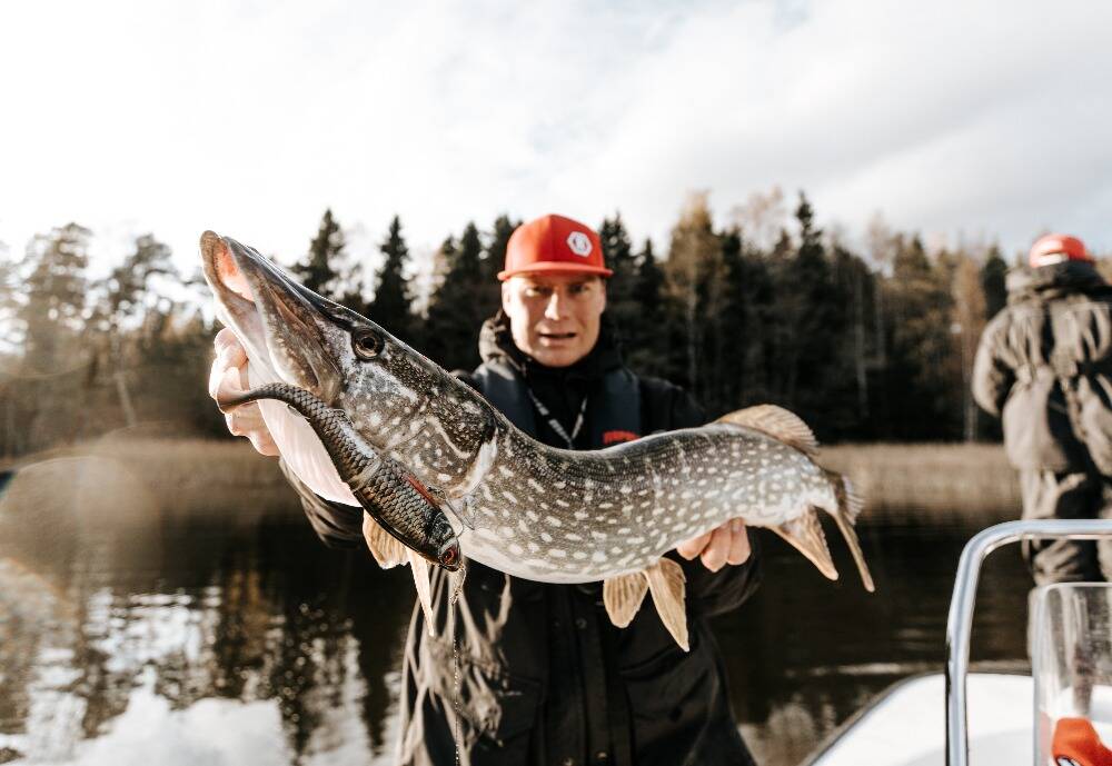 Man holding a large fish in Finland.