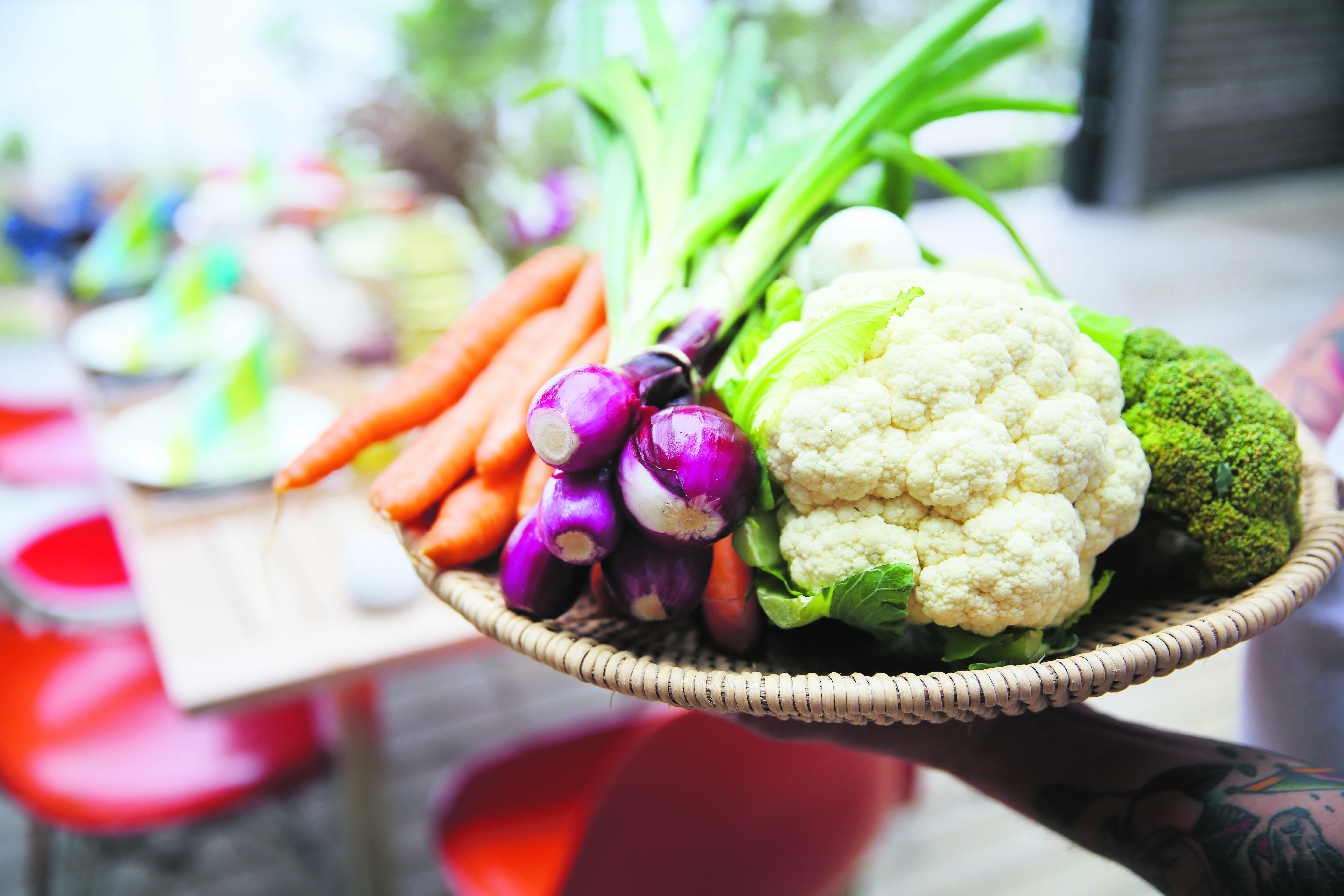 A basket full of fresh Finnish vegetables