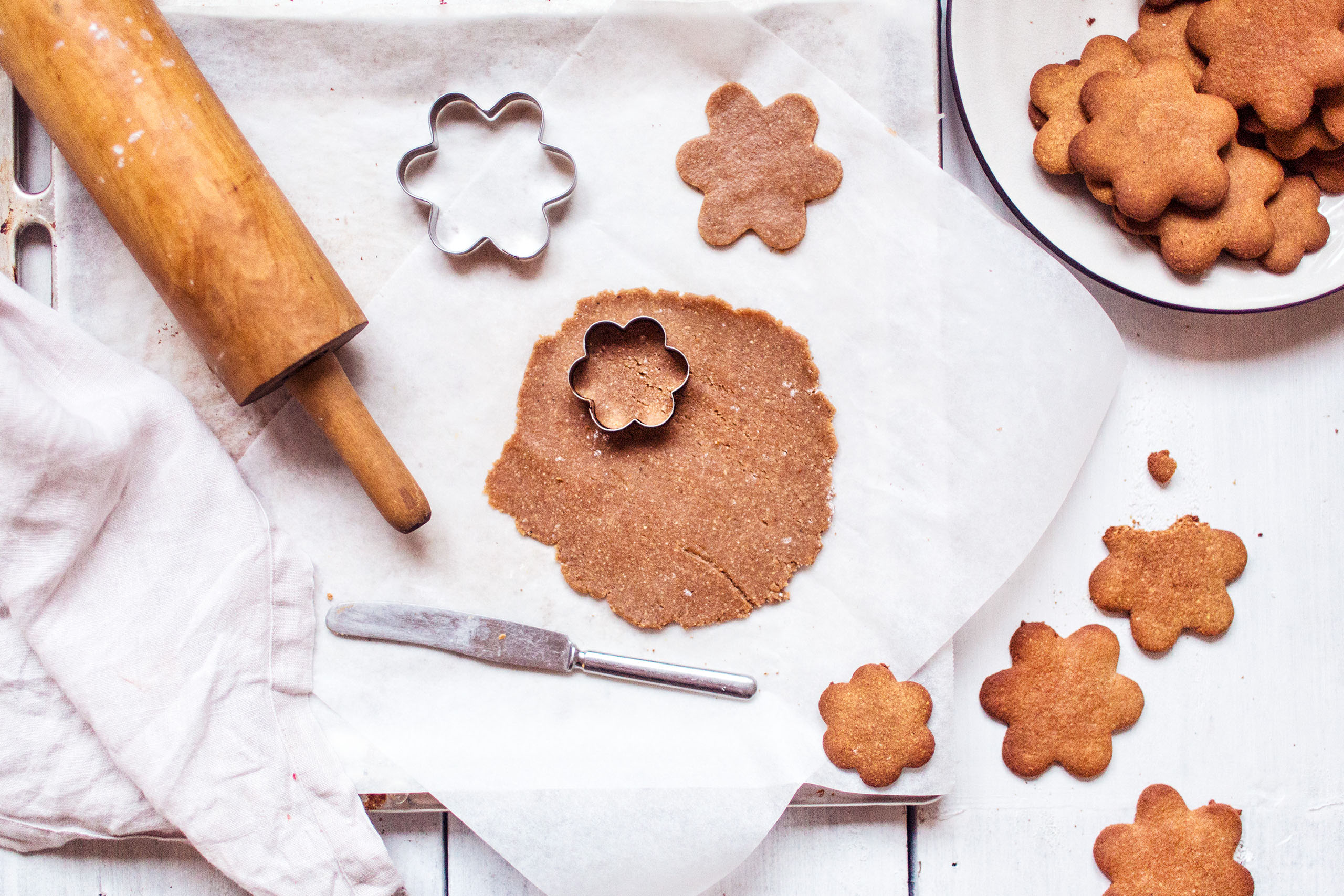 Christmas gingerbread baking preparations.