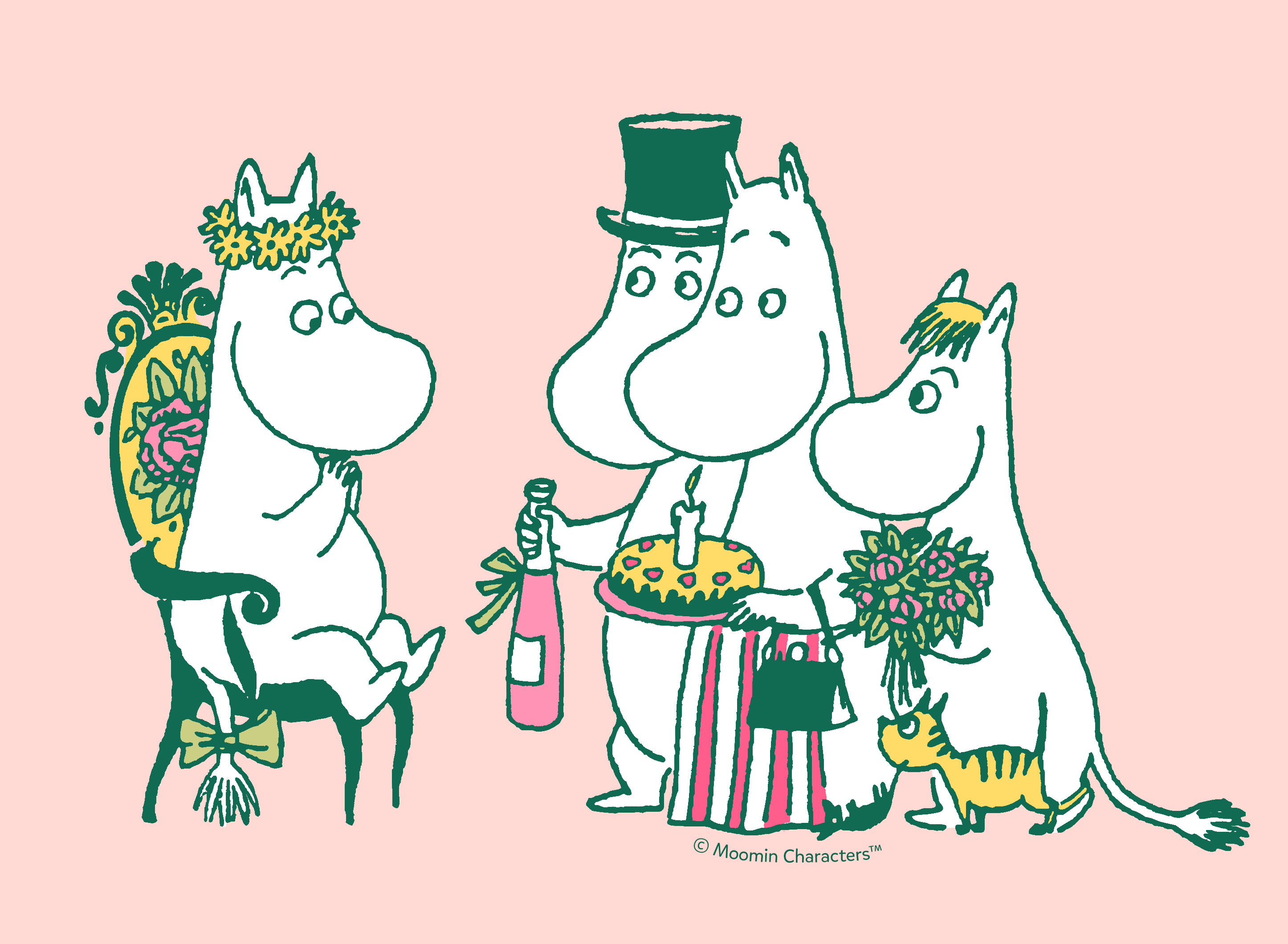 An illustration of Moomin characters.