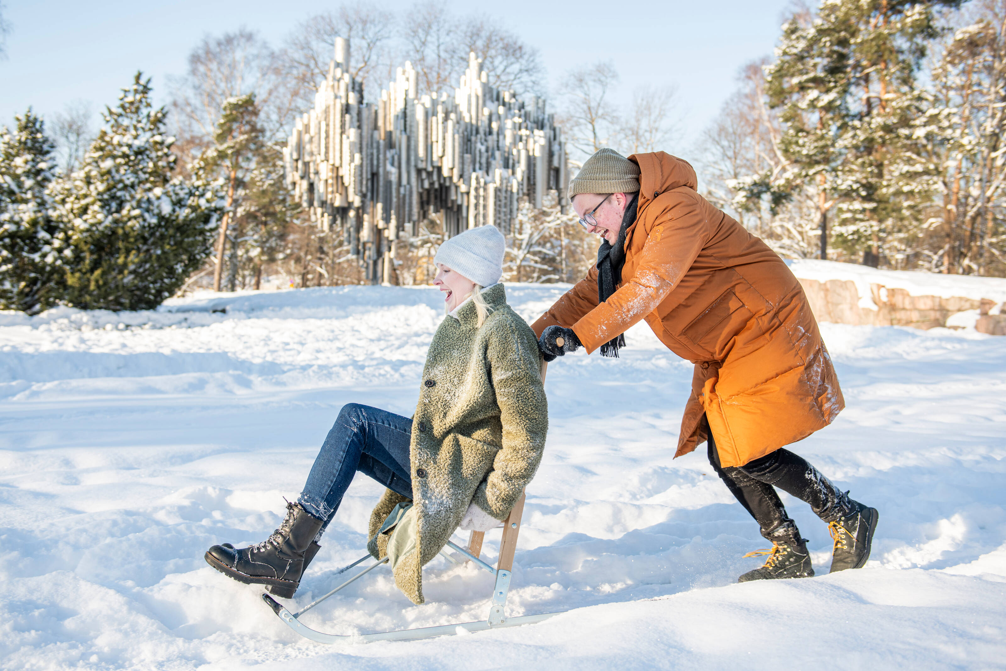 Snow and winter in Helsinki, Finland.