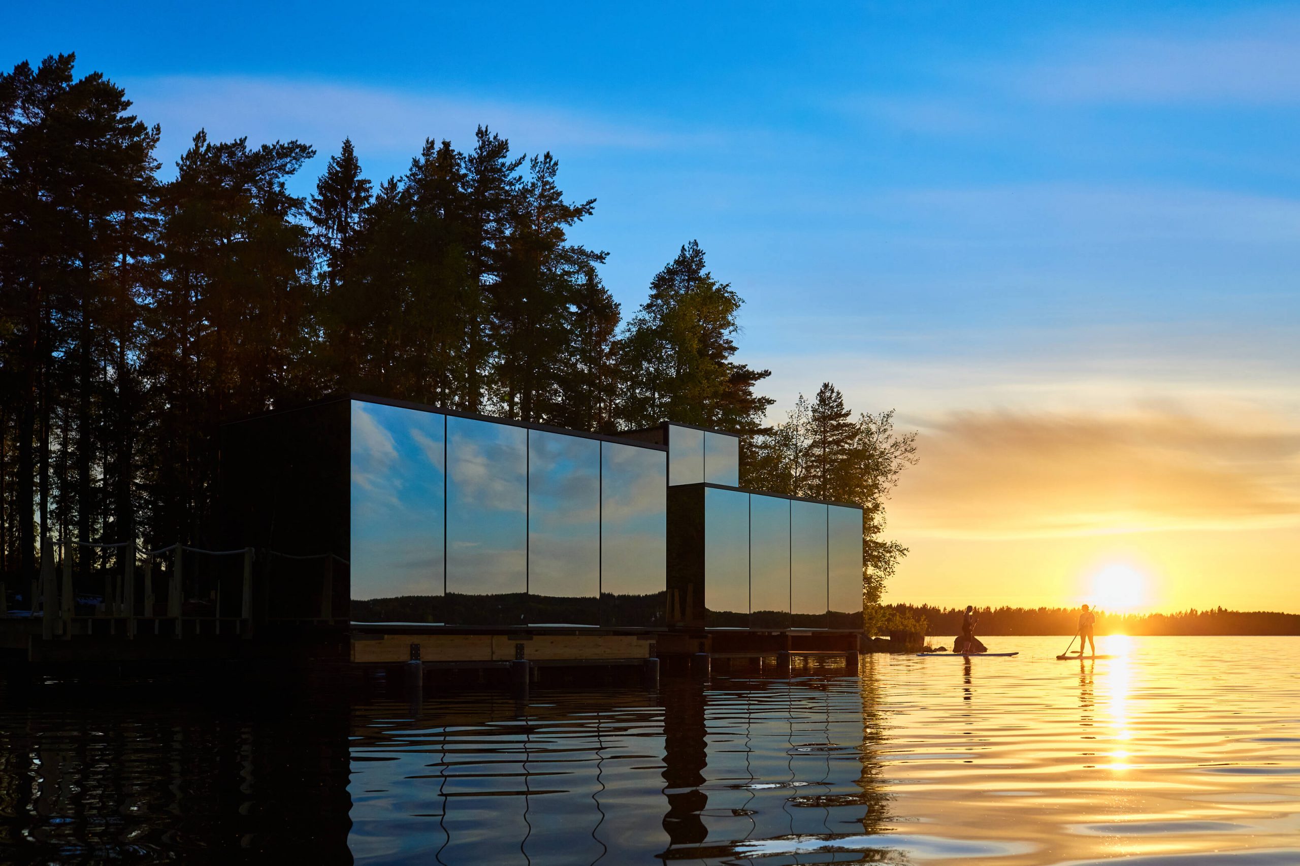 A mirror-walled house on the Lake Päijänne in Finland.